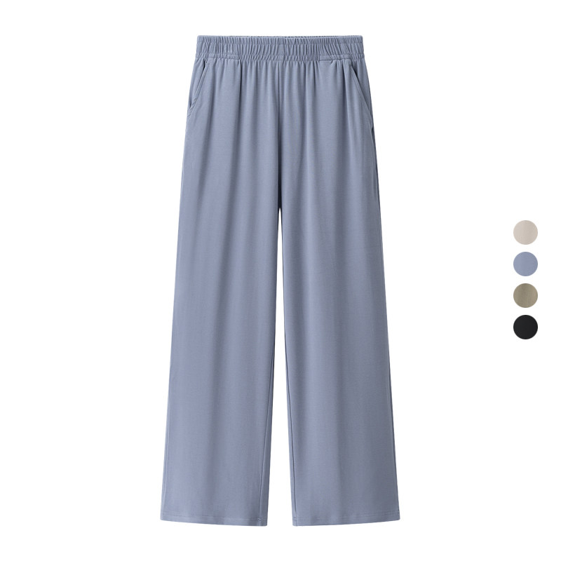 女装 春季新款 柔软磨毛松弛显瘦松紧高腰宽腿长裤休闲裤 475685