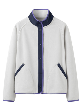 女装 春季新款 立领撞色户外轻薄宽松保暖长袖摇粒绒外套 502101