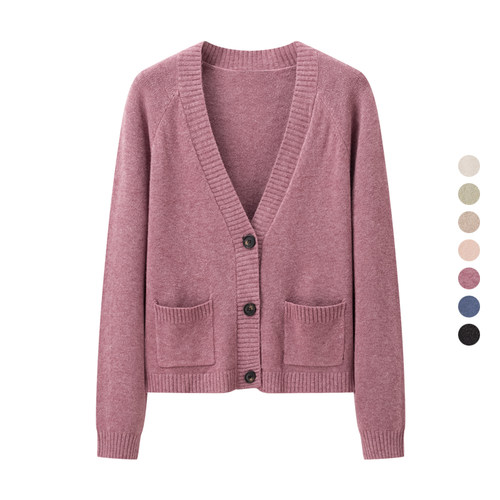 女装 2024秋季新款 V领长袖毛衣宽松显瘦针织开衫休闲外套 469428