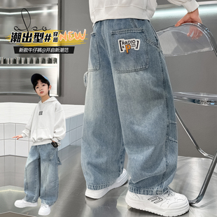 男童春装牛仔裤2026新款中大童韩版痞帅炸街直筒裤男孩春秋休闲裤
