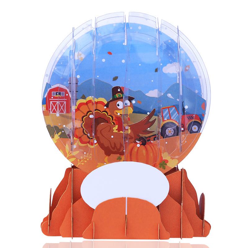 3D Ornament Greeting Card Crystal Ball Thanksgiving Turkey