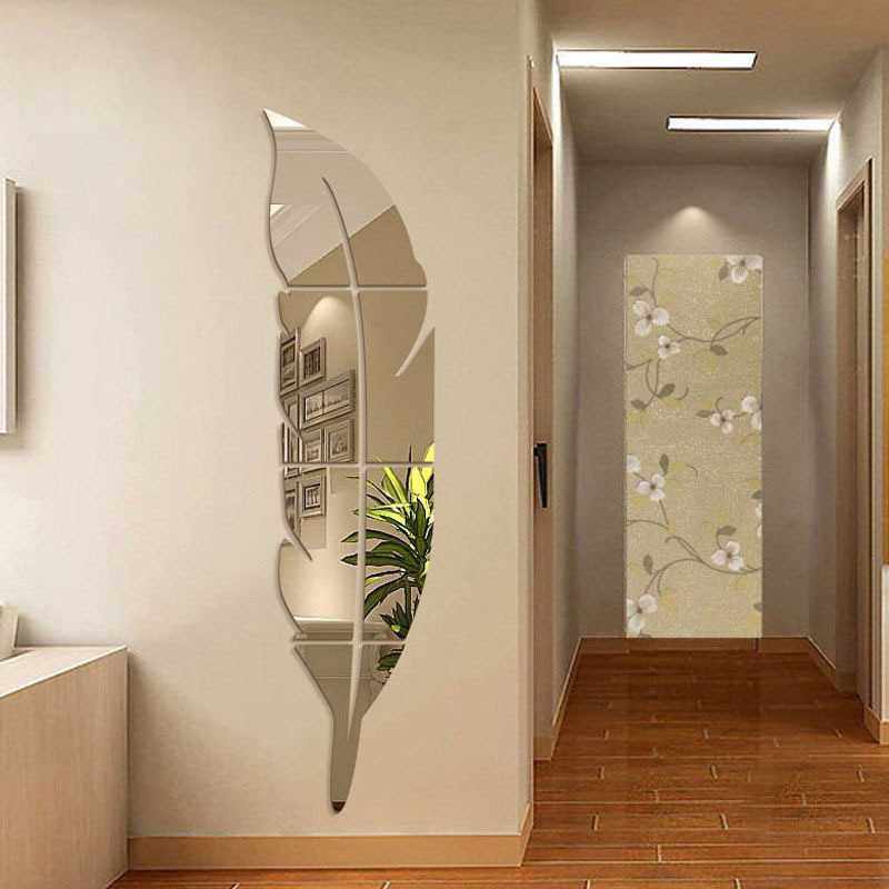 Mirror wall stickers feather decoration three-dimensional ac