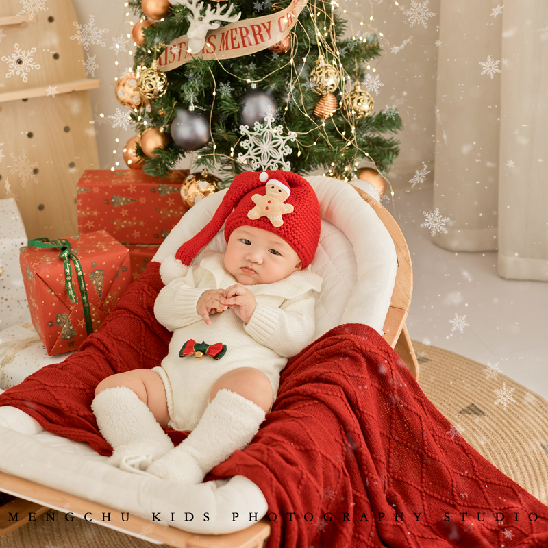 拍照服装百天宝宝圣诞摄影服装