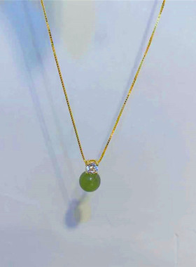 手作和田玉锆石925银锁骨链吊坠