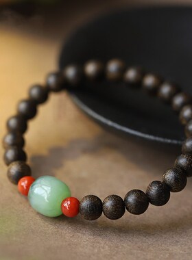 芽庄沉香老料佛珠手串女款禅意