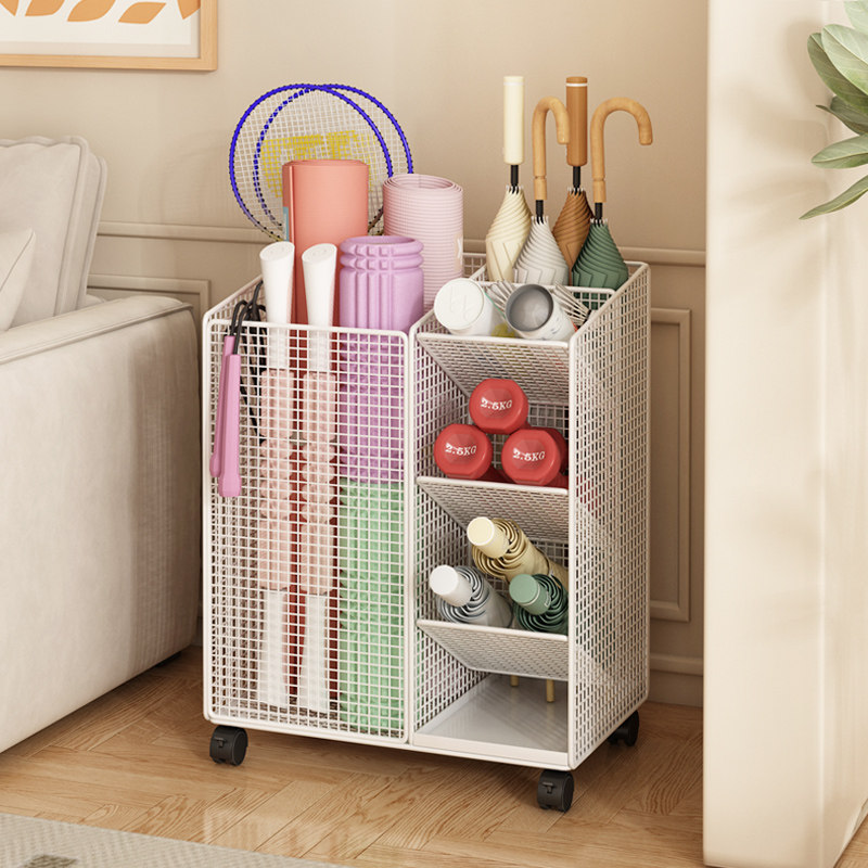 健身器材收纳层架家用瑜珈垫收纳筐带轮羽毛球运动器械置物架雨伞,收纳整理,运动器材收纳用具,淘宝优惠券,粉丝福利购,淘宝优惠卷