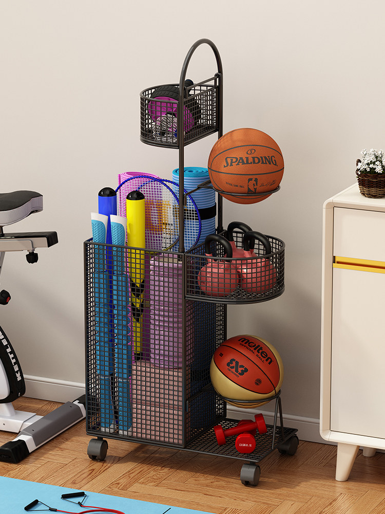 篮球收纳架客厅落地储物架家用运动健身器材收纳筐瑜伽垫置物架子,收纳整理,运动器材收纳用具,淘宝优惠券,粉丝福利购,淘宝优惠卷