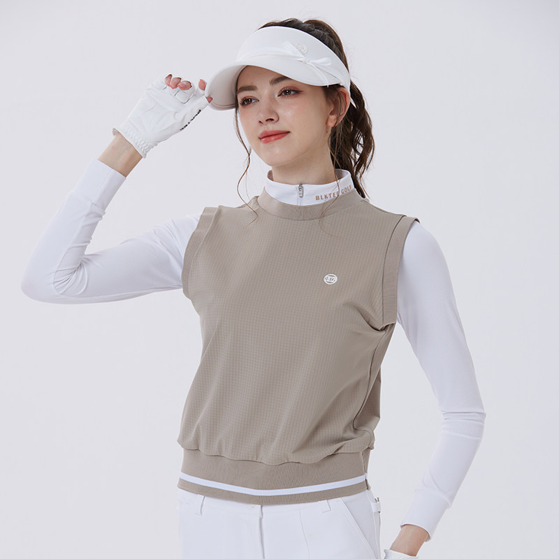 BG高尔夫服装女立领长袖上衣户外运动高级感假两件百搭T恤秋冬款
