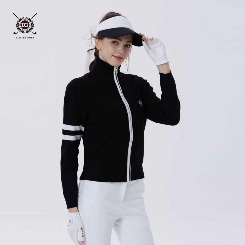 BG高尔夫女装秋冬针织外套立领拉链开衫运动休闲毛衣高尔夫球服