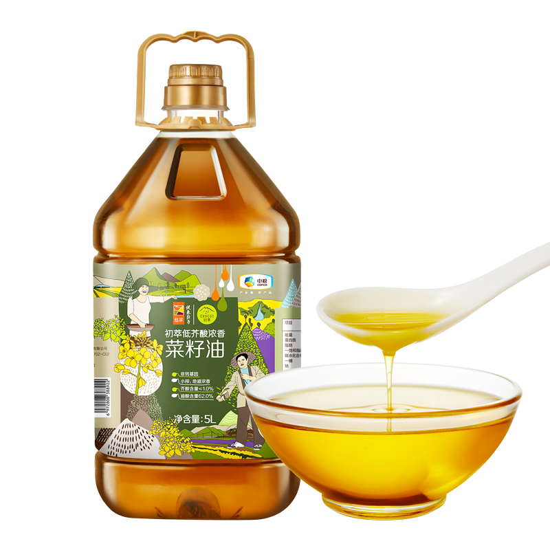 中粮初萃低芥酸浓香菜籽油5L非转基因食用油一级小榨家用油酸新鲜