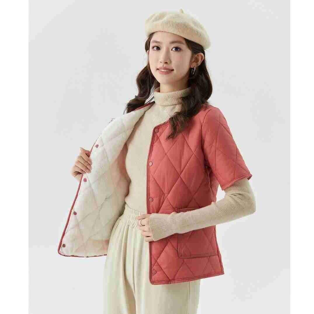 女士学生青年加厚保暖短袖棉内胆女款家居棉衣棉服加绒可代发2366