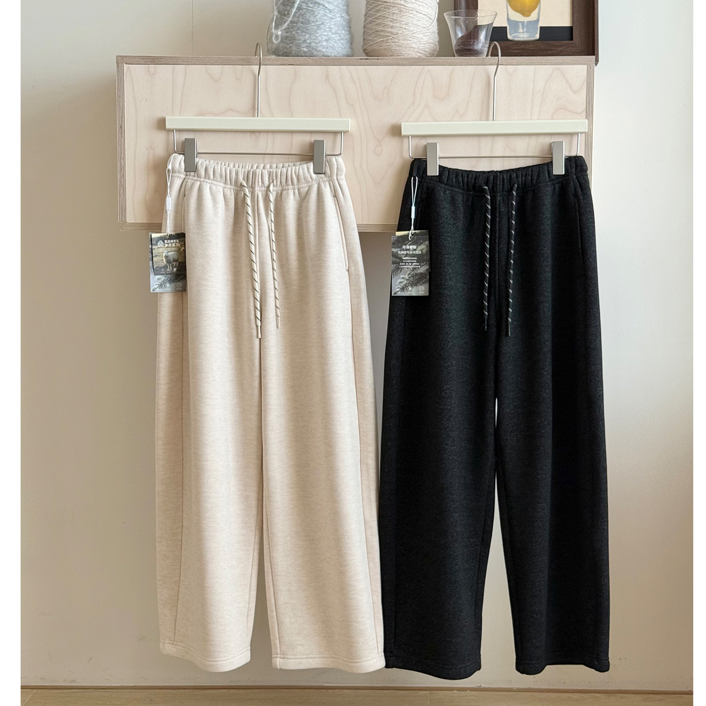 高克重醋酸羊毛奶奶休闲裤加绒女