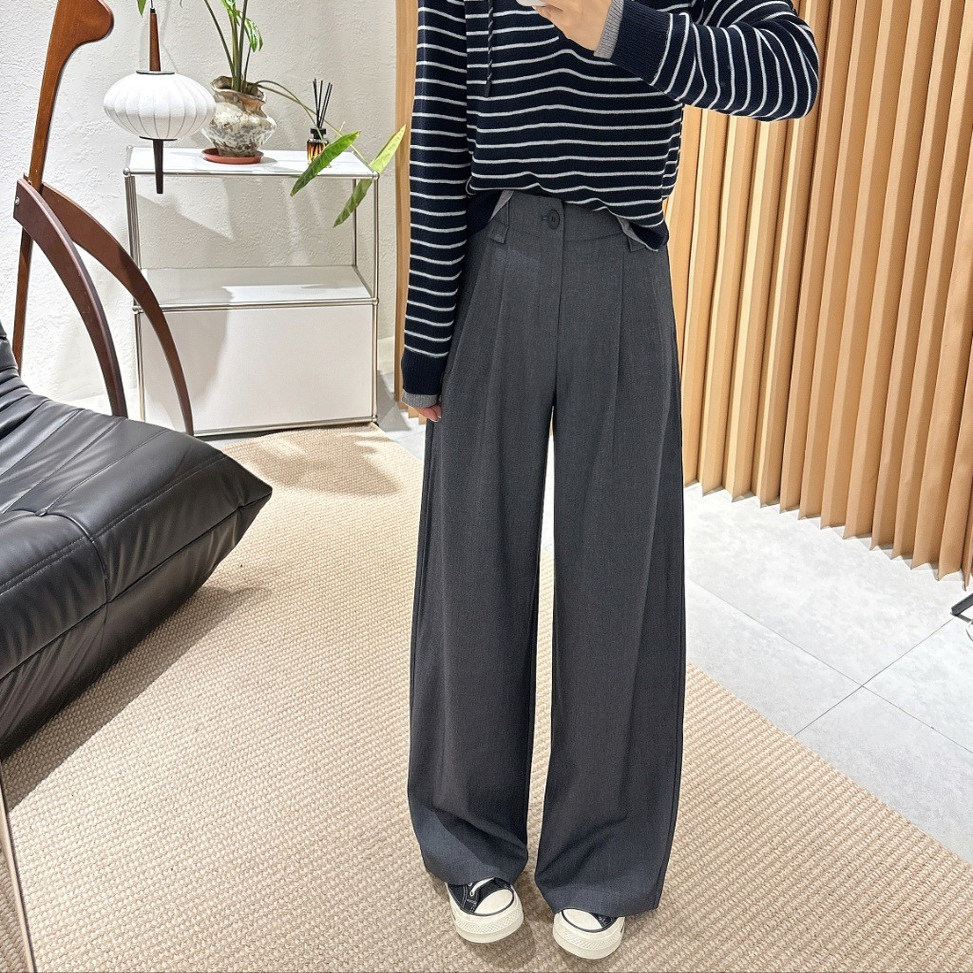 羊毛天丝高腰窄版阔腿西裤休闲裤