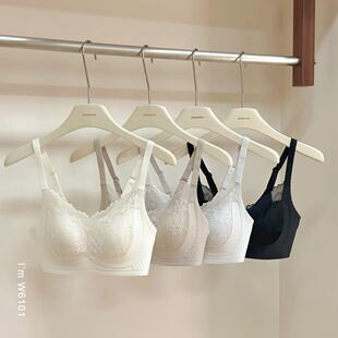 舒适无痕防下垂提拉无钢圈V领蕾丝文胸春夏薄款 透气聚拢美背内衣