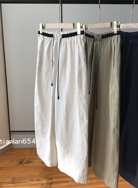 高腰薄款亚麻可直筒休闲裤女夏季