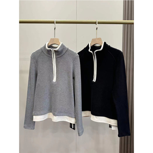 辛芷蕾双面德绒撞色半拉链上衣卫衣女秋冬宽松百搭显瘦长袖 打底衫