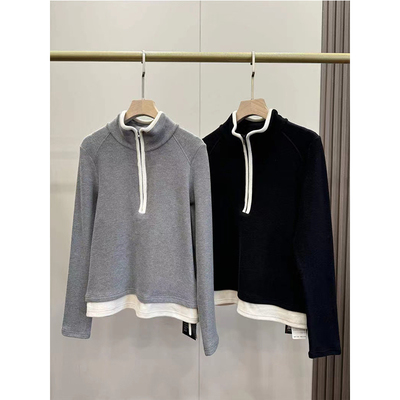 辛芷蕾双面德绒半拉链卫衣女