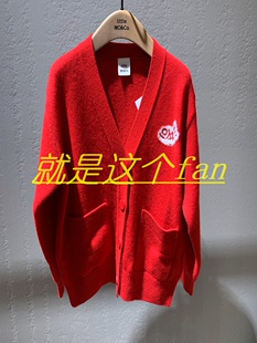 little moco童装2025春新款男女童新年红V领针织衫外套KBE1CAR007