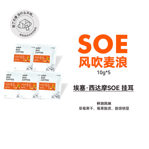 风吹麦浪 西达摩中烘挂耳 便携纯咖啡10g*5
