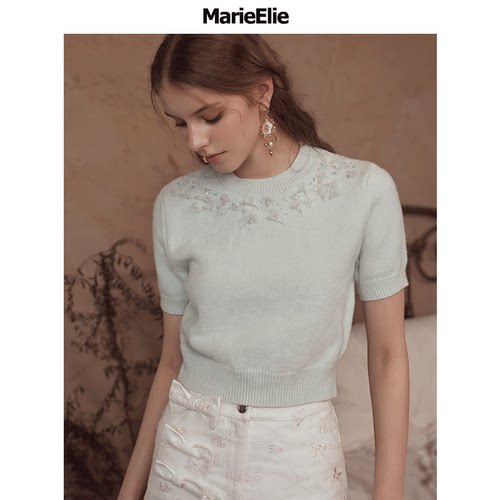 Marie Elie嫣绿珠花毛衣EAC34E01160