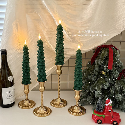 圣诞树杆蜡遥控松树杆蜡led电子蜡烛灯仿真圣诞树圣诞节装饰