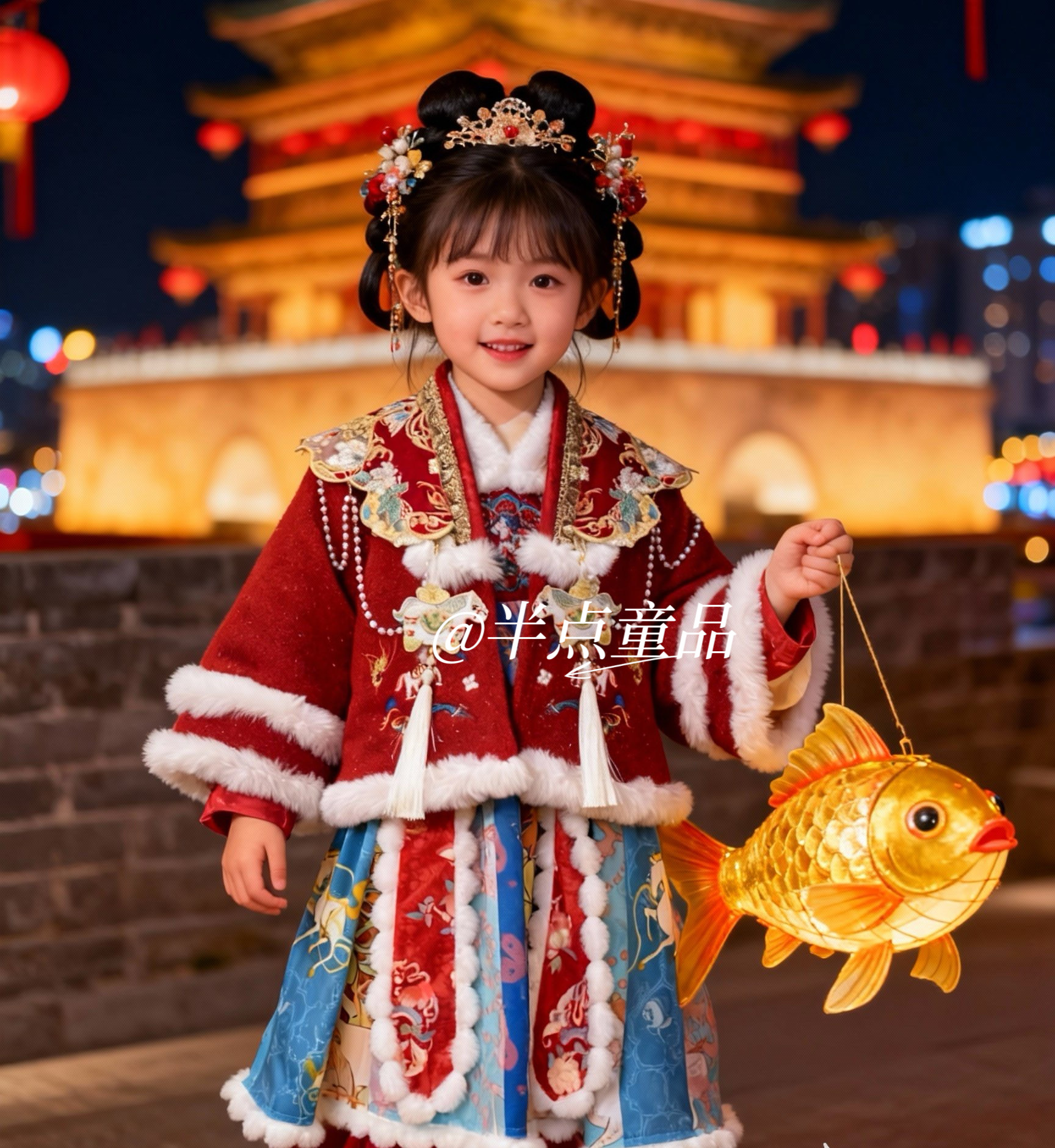 【马宝儿】冬季新款加绒加厚儿童年服女童新中式国风连衣裙套装,童装/婴儿装/亲子装,唐装,淘宝优惠券,粉丝福利购,淘宝优惠卷