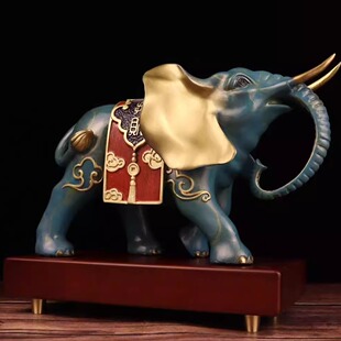 铜大象摆件纯铜招财守财象客厅门店装饰办公室摆设铜吉祥如意福象