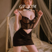 日本GP TOM性感冰丝花边马甲睡裙带钢圈小胸聚拢吊带透视网纱睡衣