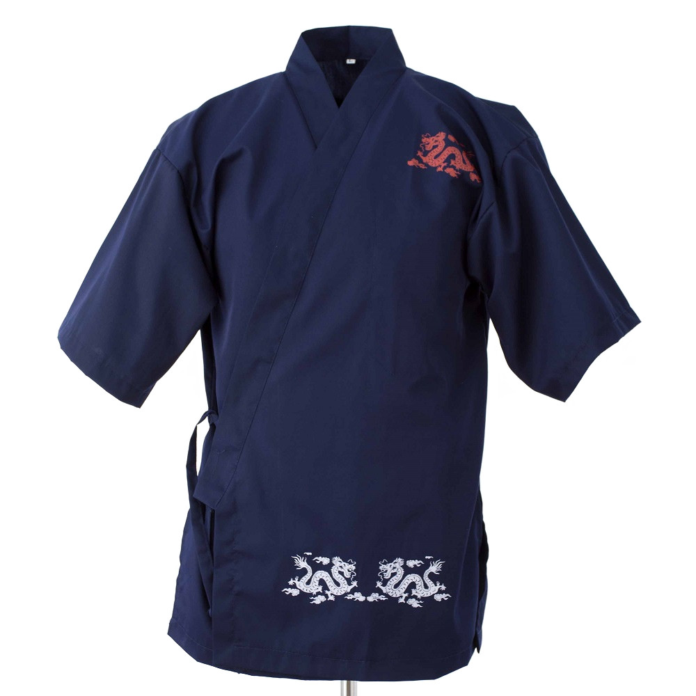 新款深蓝日韩寿司料理日式厨师工衣男女制服上装工作服