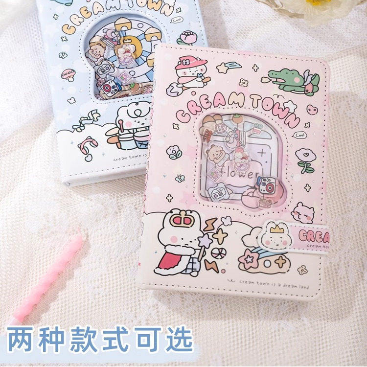 卡通摇摇乐磁扣本高颜值加厚全彩内页插画手帐本学生笔记本本子图片
