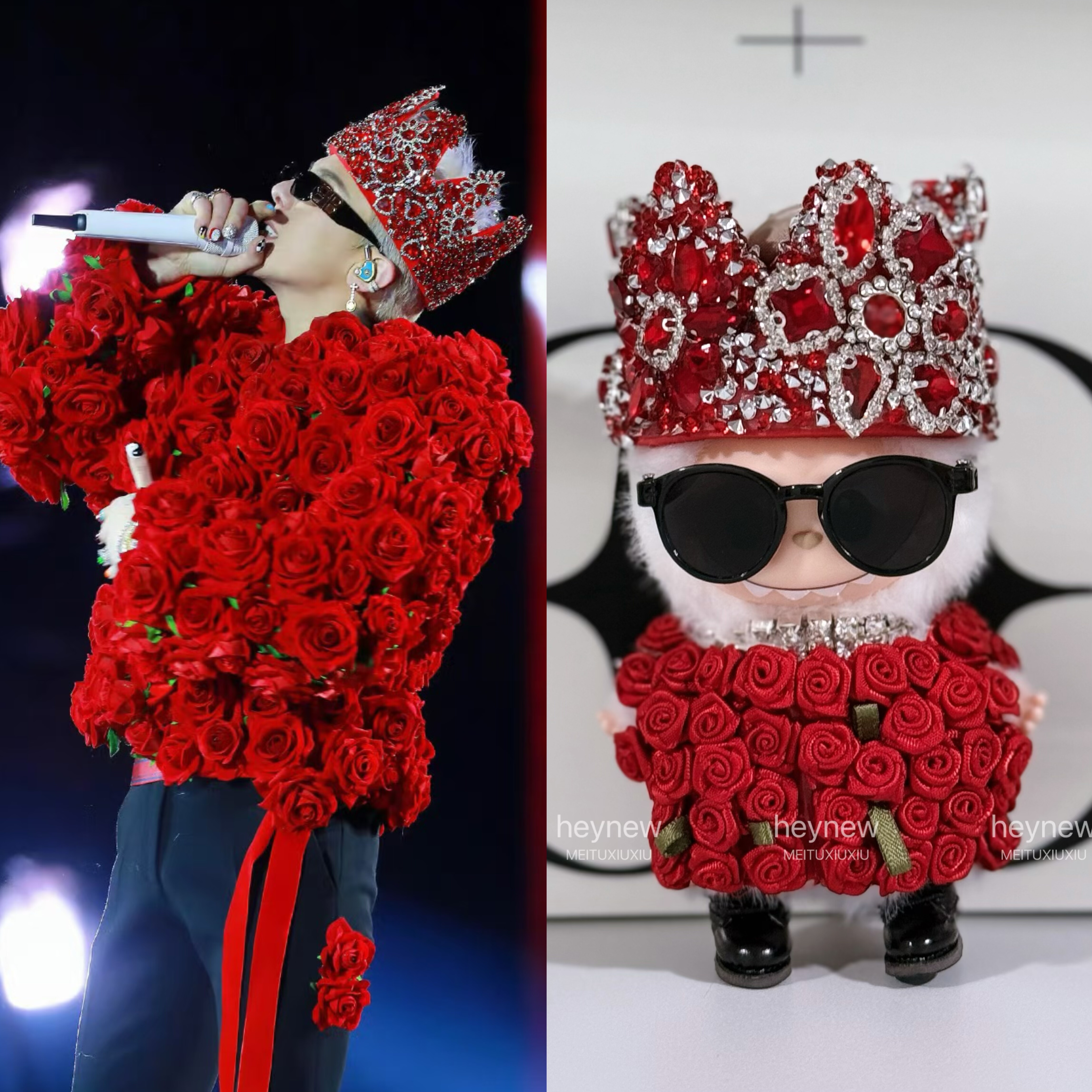 labubu4.0娃衣x权志龙演唱会同款玫瑰限定】拉布布心底密码GD同款