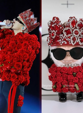 labubu4.0娃衣x权志龙演唱会同款玫瑰限定】拉布布心底密码GD同款