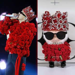 labubu4.0娃衣x权志龙演唱会同款玫瑰限定】拉布布心底密码GD同款