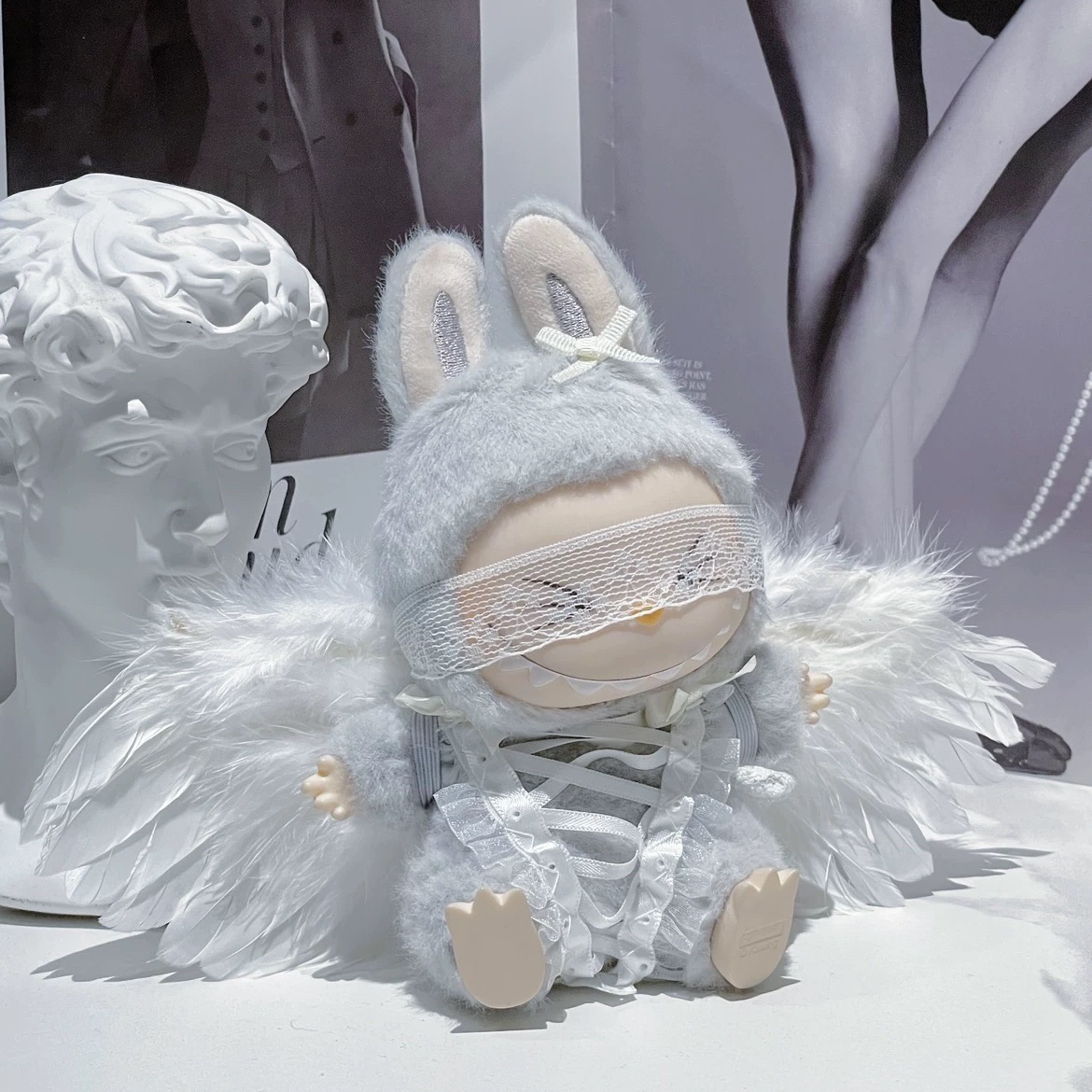 labubu拉布布搪胶衣服娃衣v2 v1头套马卡龙17cm一代二代坐坐派对