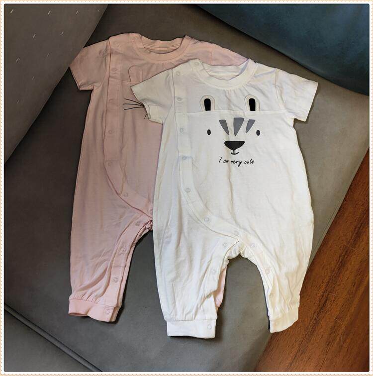 婴幼儿纯棉短袖爬服夏款男女宝宝全棉可爱卡通连体衣薄哈衣g撤柜