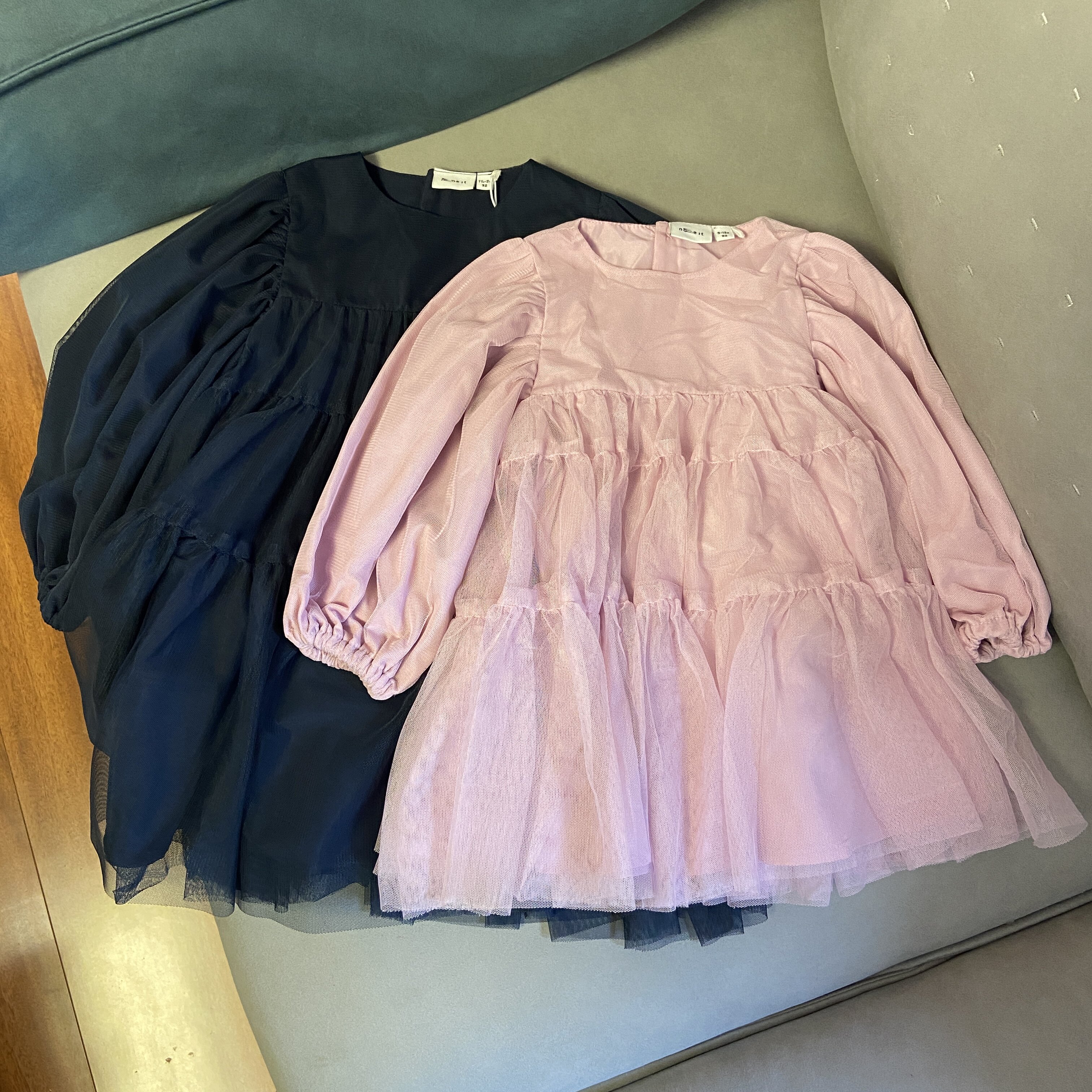 外贸欧单女童法式洋气网纱公主裙春秋女孩甜美蓬蓬纱裙长袖连衣裙