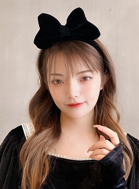 白雪公主丝绒发箍网红同红色超大蝴蝶结甜美拍照发卡网红舞台直播