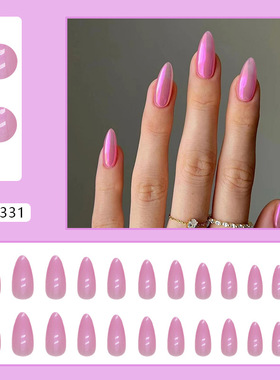 少女芭比粉极光紫色美甲欧美辣妹ins风爆闪假指甲穿戴甲nails