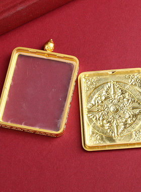 尼泊尔西藏唐卡盒子双面款手绘手工唐卡盒子金色银色铜盒嘎乌盒无