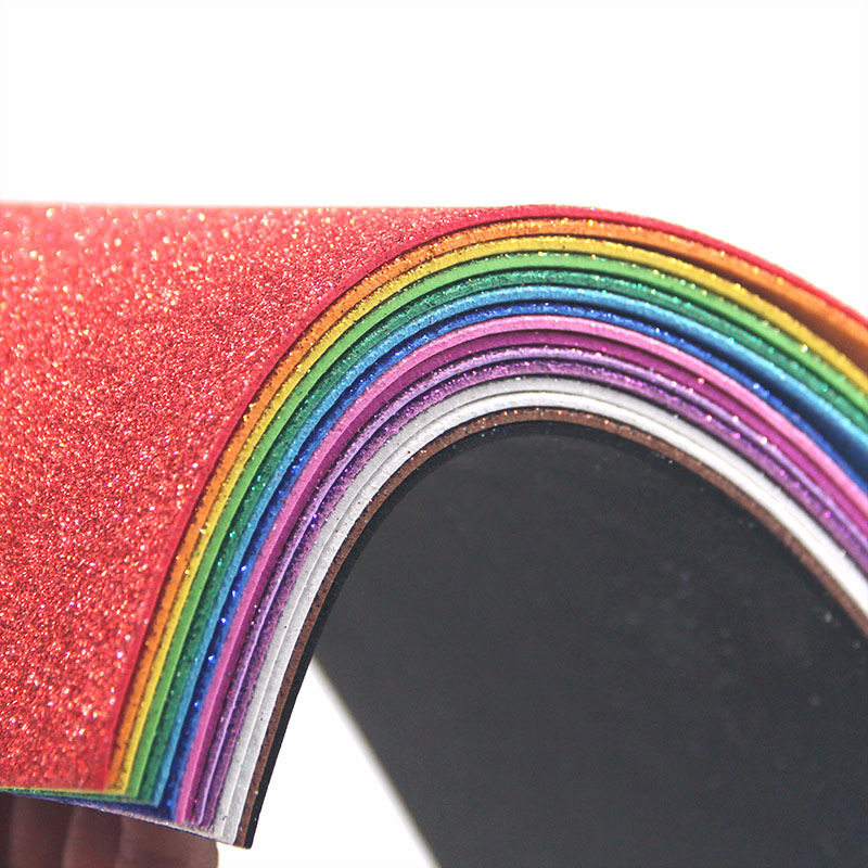 A4亮片海绵10张/包带单面闪光厚海绵纸eva金粉幼儿园手工DIY泡沫