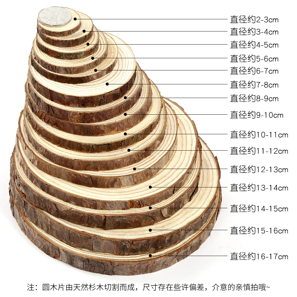 圆木片diy手绘装饰原木片木头片幼儿园绘画儿童丙烯画画年轮杉木图片