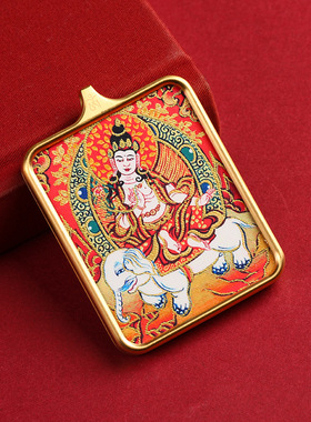 唐卡吊坠半手绘描金款红