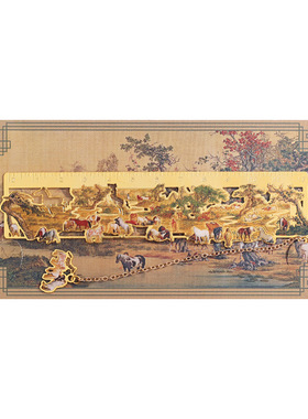 名画镂空金属书签千里江