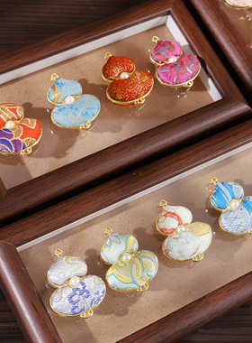 非遗纯手工名家宋锦葫芦挂件车挂双面葫芦吊坠中式国风压压襟配饰