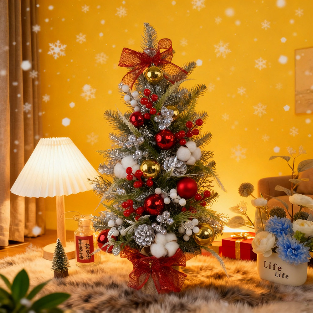 跨境圣诞树成品植绒迷你
