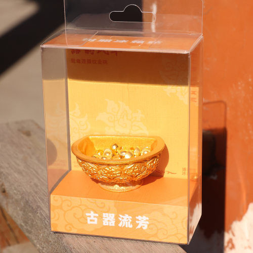 文物冰箱贴金饭碗蓝玻璃