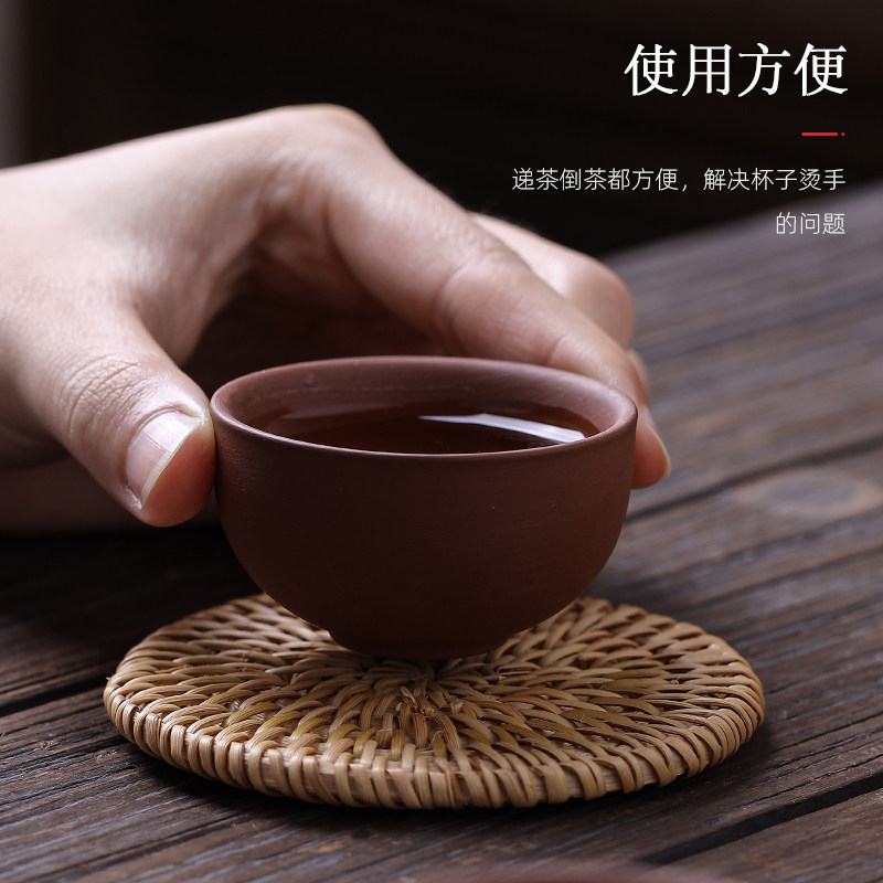 爱洛琳 越南手工老藤编杯垫养壶垫 茶壶茶杯防滑隔热垫创意干泡垫