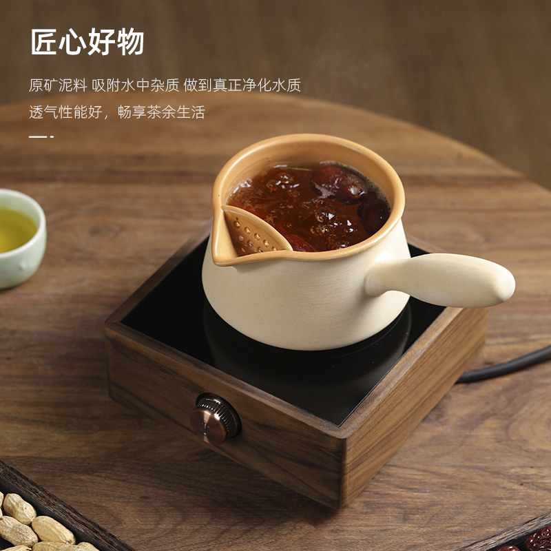 陶泥罐罐茶煮茶器黑晶炉整套家用室内围炉煮茶网红侧把陶壶快煮壶