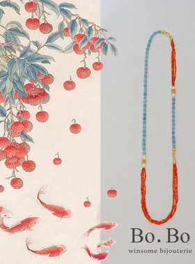 海蓝宝古风颈链南红玛瑙