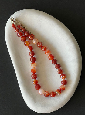 超显白天然红玛瑙串珠项链女复古高级感中式小众百搭锁骨链颈链